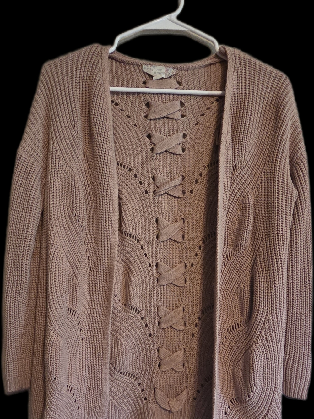 Pink Republic Open-Front Knit Cardigan in Dusty Mauve